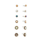6 Pairs Women Lady Retro Multi-color Crystal Rhinestone Ear Stud Earrings