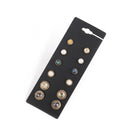 6 Pairs Women Lady Retro Multi-color Crystal Rhinestone Ear Stud Earrings