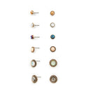 6 Pairs Women Lady Retro Multi-color Crystal Rhinestone Ear Stud Earrings