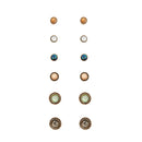 6 Pairs Women Lady Retro Multi-color Crystal Rhinestone Ear Stud Earrings