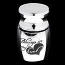Stainless Steel Pets Memorials Ash Hold Always in my Heart Cremation Urn Small Jar Openable