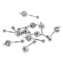 10 Pieces Wholesale Steel Navel Belly Button Ring Barbell Clear Crystal Ball Body Jewelry Lady Fashion