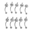 10 Pieces Wholesale Steel Navel Belly Button Ring Barbell Clear Crystal Ball Body Jewelry Lady Fashion