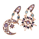 Fashion Jewerly Bling Hollow Chunky Earrings Stud Sun And Moon Rhinestone