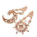 Fashion Jewerly Bling Hollow Chunky Earrings Stud Sun And Moon Rhinestone