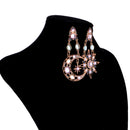 Fashion Jewerly Bling Hollow Chunky Earrings Stud Sun And Moon Rhinestone