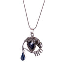 Blue Crystal Evil Eye Tear Pendant Choker Chunky Statement Chain Necklace
