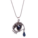 Blue Crystal Evil Eye Tear Pendant Choker Chunky Statement Chain Necklace