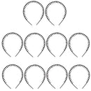 10pcs Woman Plastic Teeth Comb Hairband Narrow Hair Hoop Headband Black