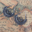 Vintage Ethnic Women Tibetan Silver Drop Dangle Hoop Earrings Tribal Jewelry