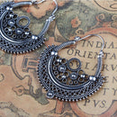 Vintage Ethnic Women Tibetan Silver Drop Dangle Hoop Earrings Tribal Jewelry