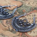Vintage Ethnic Women Tibetan Silver Drop Dangle Hoop Earrings Tribal Jewelry