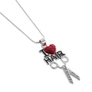 Women Crystal Rhinestone I Love HAIR Scissor Pendant Necklace Charm Jewelry