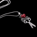 Women Crystal Rhinestone I Love HAIR Scissor Pendant Necklace Charm Jewelry