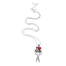 Women Crystal Rhinestone I Love HAIR Scissor Pendant Necklace Charm Jewelry