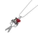 Women Crystal Rhinestone I Love HAIR Scissor Pendant Necklace Charm Jewelry