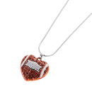 Women Crystal Amerrican Football Rugby Heart Pendant Necklace Charm Jewelry