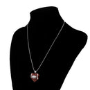 Women Crystal Amerrican Football Rugby Heart Pendant Necklace Charm Jewelry