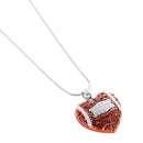 Women Crystal Amerrican Football Rugby Heart Pendant Necklace Charm Jewelry