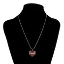 Women Crystal Amerrican Football Rugby Heart Pendant Necklace Charm Jewelry