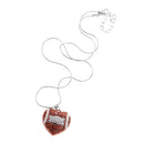 Women Crystal Amerrican Football Rugby Heart Pendant Necklace Charm Jewelry