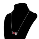 Crystal Rhinestone Red Heart I Love Baseball Pendant 3D Ball Charm Necklace