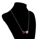 Crystal Rhinestone Red Heart I Love Baseball Pendant 3D Ball Charm Necklace