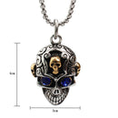 Mens Stainless Steel Gothic Skull Skeleton Biker Pendant for Chain Necklace