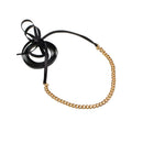 Fashion Women Girls Jewelry Black Leather Gold Chain Choker Necklace Collar