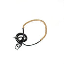 Fashion Women Girls Jewelry Black Leather Gold Chain Choker Necklace Collar