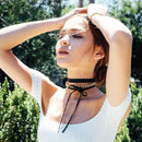Fashion Women Girls Jewelry Black Leather Gold Chain Choker Necklace Collar
