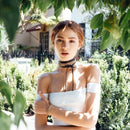 Fashion Women Girls Jewelry Black Leather Gold Chain Choker Necklace Collar