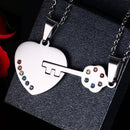 2Pcs Stainless Steel Rainbow Key to Heart Necklace Pendant for LGBT Gay Lesbian Pride Festival