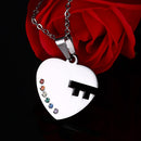 2Pcs Stainless Steel Rainbow Key to Heart Necklace Pendant for LGBT Gay Lesbian Pride Festival