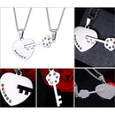 2Pcs Stainless Steel Rainbow Key to Heart Necklace Pendant for LGBT Gay Lesbian Pride Festival