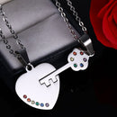 2Pcs Stainless Steel Rainbow Key to Heart Necklace Pendant for LGBT Gay Lesbian Pride Festival