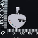 2Pcs Stainless Steel Rainbow Key to Heart Necklace Pendant for LGBT Gay Lesbian Pride Festival
