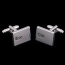 Silver Computer Laptop Ctrl Esc Keyboard Button Cufflinks Mens Cuff Links