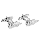 Silver Tone Pen Nib Quill Fountain Pen Cufflinks Mens Shirt Jewelry Modern Cuff Button Writer Wedding Fancy Gift
