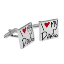 1 Pair Silver I Love My Dad Cufflinks Enamel Cute Red Heart Cuff Links for Wedding Fathers Day Jewelry