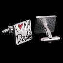 1 Pair Silver I Love My Dad Cufflinks Enamel Cute Red Heart Cuff Links for Wedding Fathers Day Jewelry