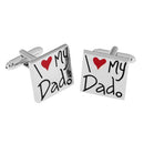 1 Pair Silver I Love My Dad Cufflinks Enamel Cute Red Heart Cuff Links for Wedding Fathers Day Jewelry