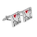 1 Pair Silver I Love My Dad Cufflinks Enamel Cute Red Heart Cuff Links for Wedding Fathers Day Jewelry