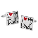 1 Pair Silver I Love My Dad Cufflinks Enamel Cute Red Heart Cuff Links for Wedding Fathers Day Jewelry