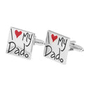 1 Pair Silver I Love My Dad Cufflinks Enamel Cute Red Heart Cuff Links for Wedding Fathers Day Jewelry