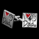 1 Pair Silver I Love My Dad Cufflinks Enamel Cute Red Heart Cuff Links for Wedding Fathers Day Jewelry