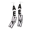 1 Pair Acrylic AEMN Letter Jewelry Dangle Earrings Women Punk Club Ear Drop Fashion Ear Hook 14cm Long