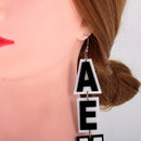 1 Pair Acrylic AEMN Letter Jewelry Dangle Earrings Women Punk Club Ear Drop Fashion Ear Hook 14cm Long