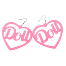 Pink Heart Doll Dangle Earrings Acrylic Studs Women Hip Hop Party Jewelry