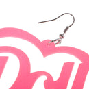 Pink Heart Doll Dangle Earrings Acrylic Studs Women Hip Hop Party Jewelry